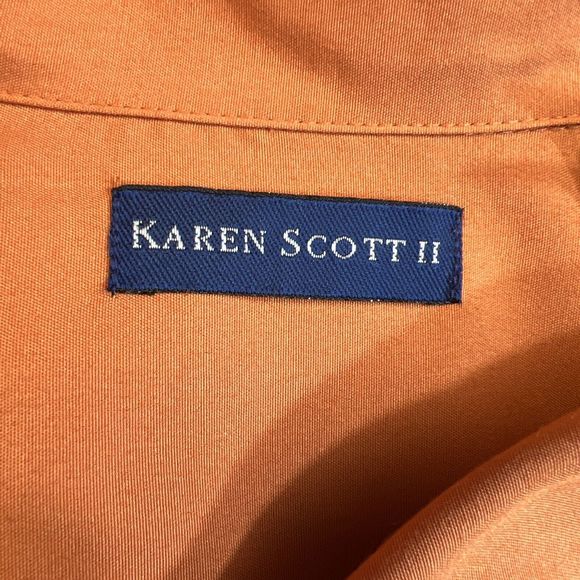 Karen Scott II Short Sleeve Button Down Orange Lightweight Blouse Size 2X - Picture 6 of 13
